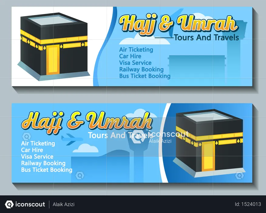 Travel Banner Of Hajj Pilgrim Tour  Illustration