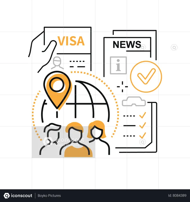 Travel visa and news  Illustration