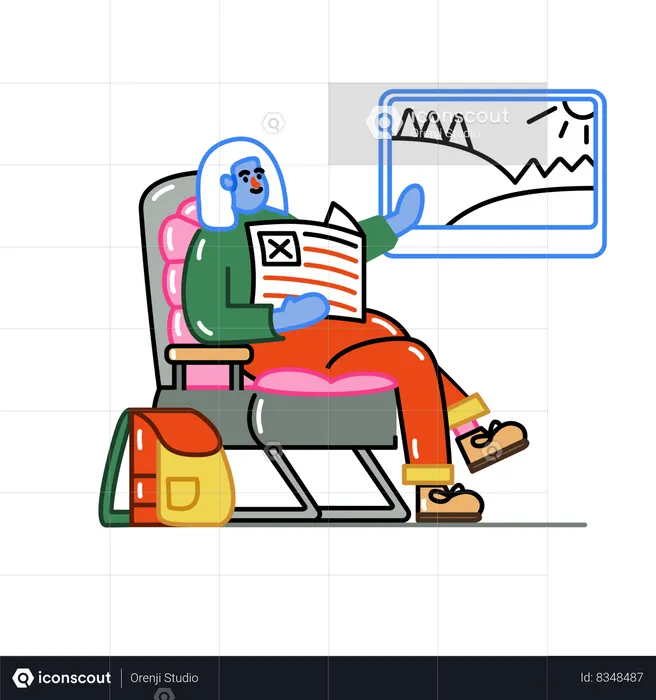 Traveling on Train  Illustration