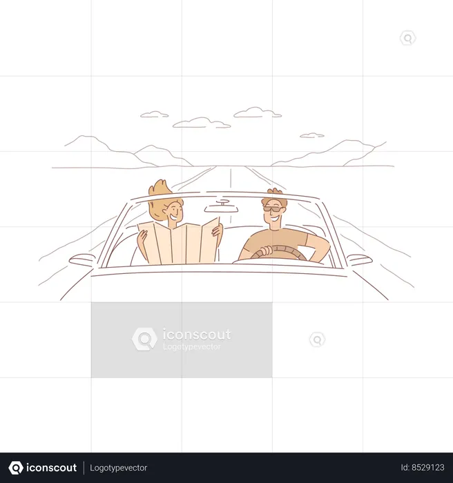 Traveling Together By Car  Illustration