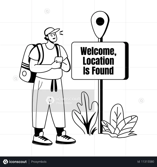 Traveller finding location  Illustration