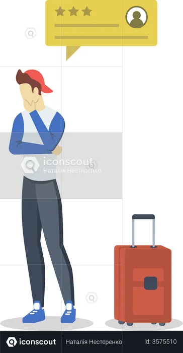 Traveller with neutral review bubble  Illustration