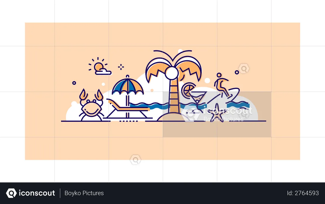 Travelling and beach  Illustration
