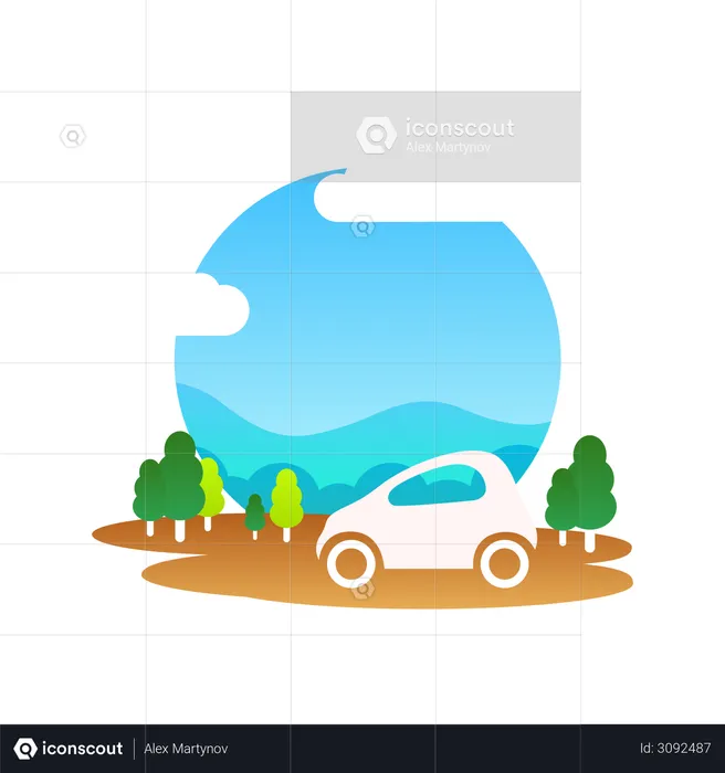 Travelling car  Illustration