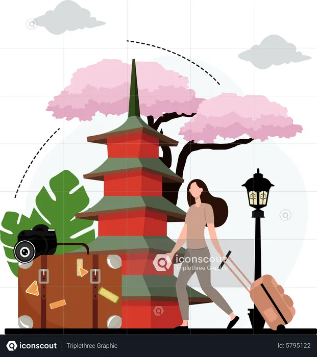 Travelling in china  Illustration