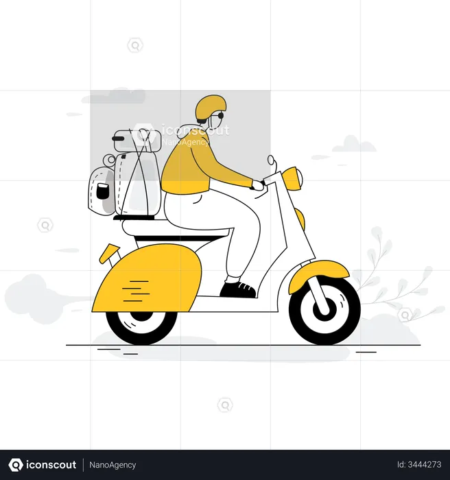 Travelling on bike  Illustration