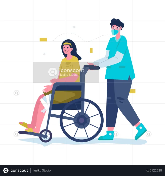 Treating patient in wheelchair  Illustration
