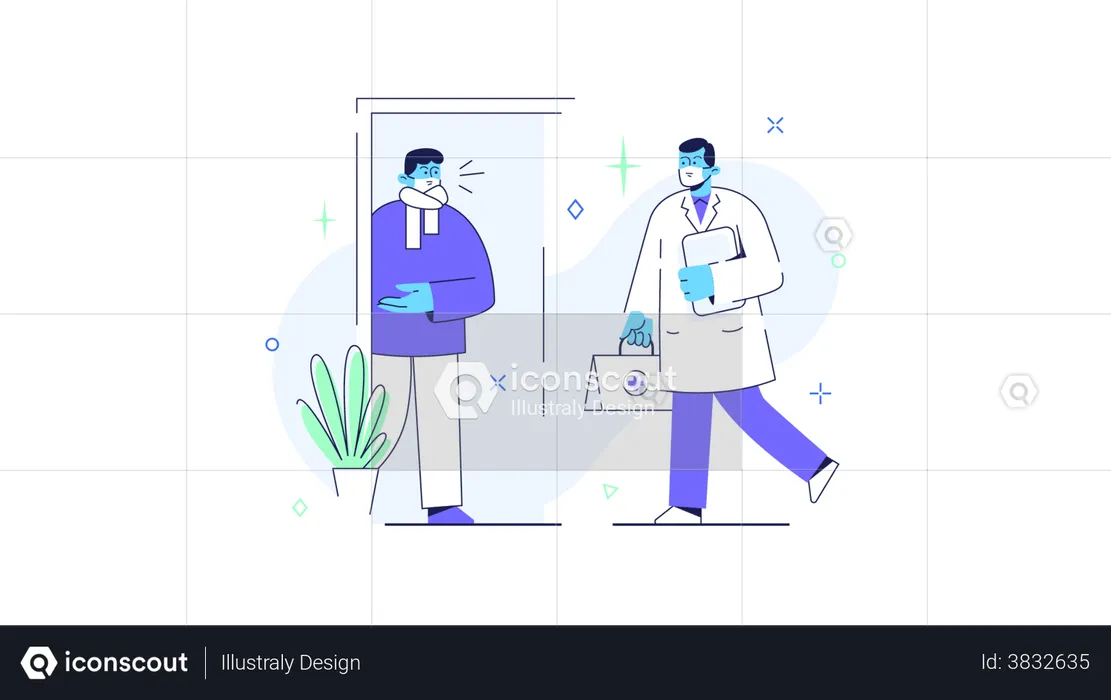 Treatment at the covid patient's home  Illustration