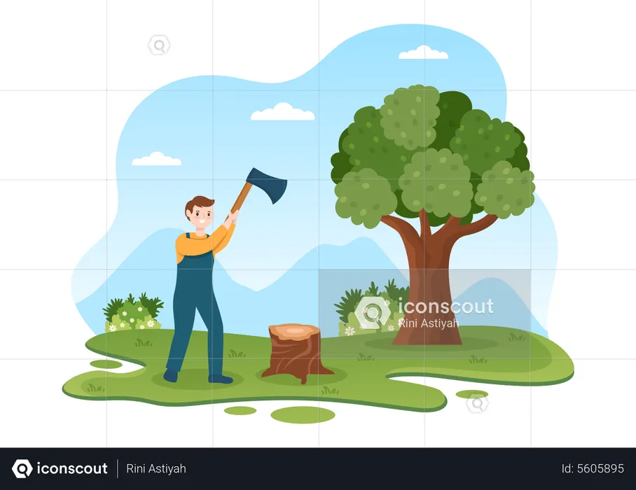 Tree Cutting  Illustration