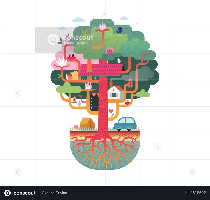 Tree house park  Illustration