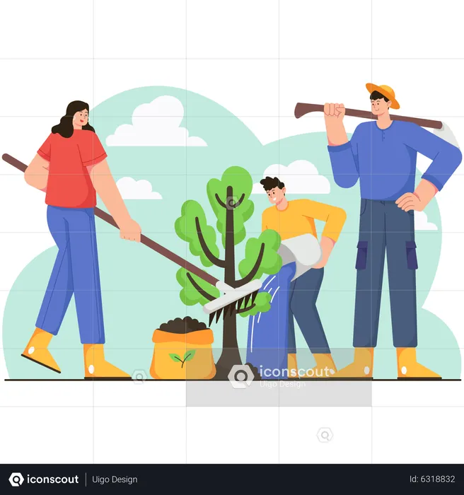 Trees Planting  Illustration