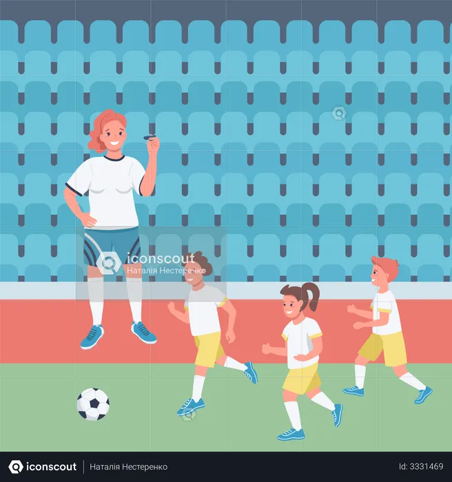 Treinadora de futebol feminino  Ilustração