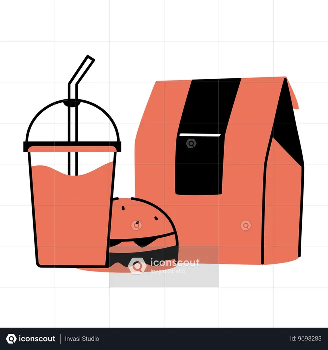 Trendige Fast-Food-Verpackung  Illustration