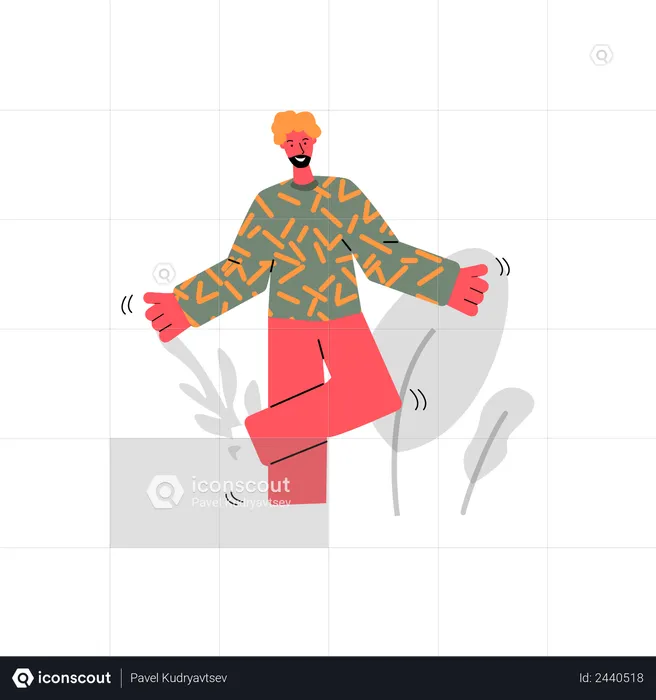 Trendy man or guy cartoon character dancer  Illustration