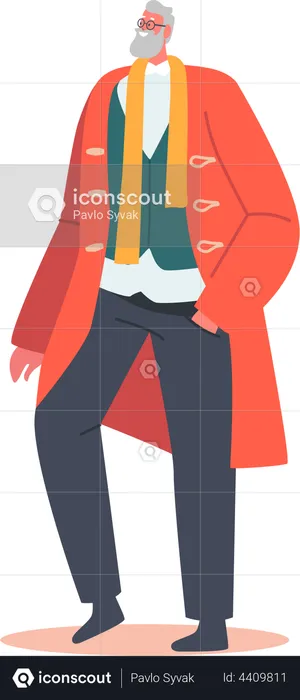 Trendy Mature Gentleman  Illustration