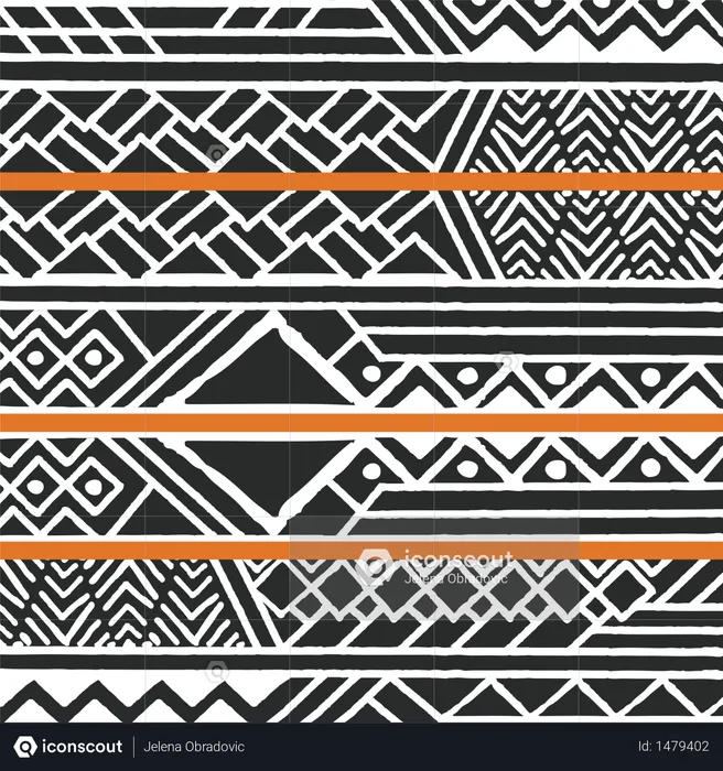 Tribal ethnic colorful bohemian pattern with geometric elements, African mud cloth, tribal design  Illustration