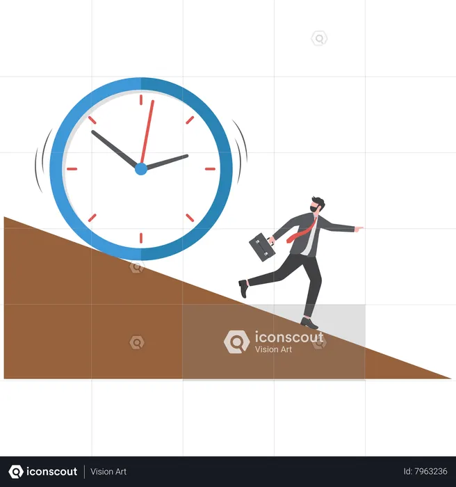 Best Tried businessman running away from falling rolling huge clock ...