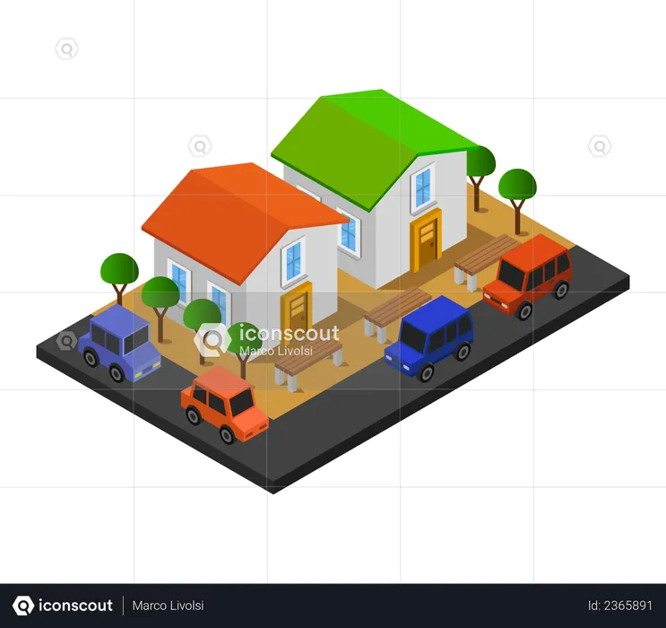 Triplex houses  Illustration