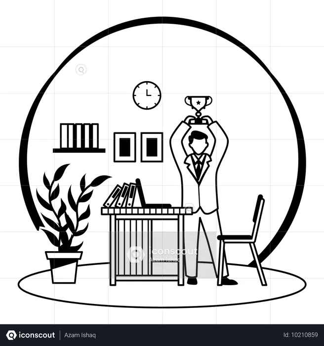 Erfolgreicher Geschäftsmann erhält Trophäe für seine geschäftlichen Erfolge  Illustration