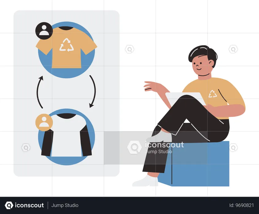 Trocando roupas on-line  Ilustração