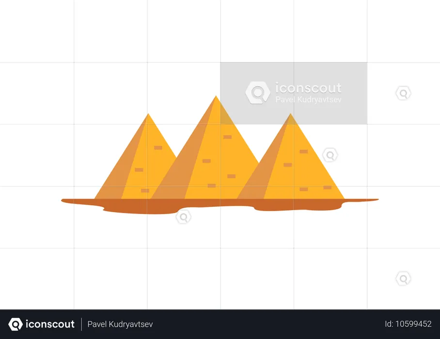 Trois pyramides égyptiennes se dressant dans le désert  Illustration