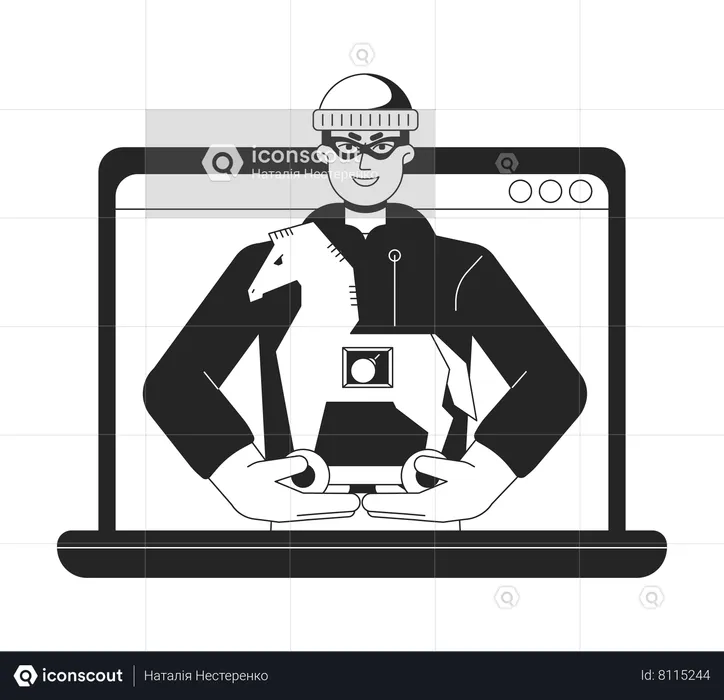 Trojan virus on laptop  Illustration