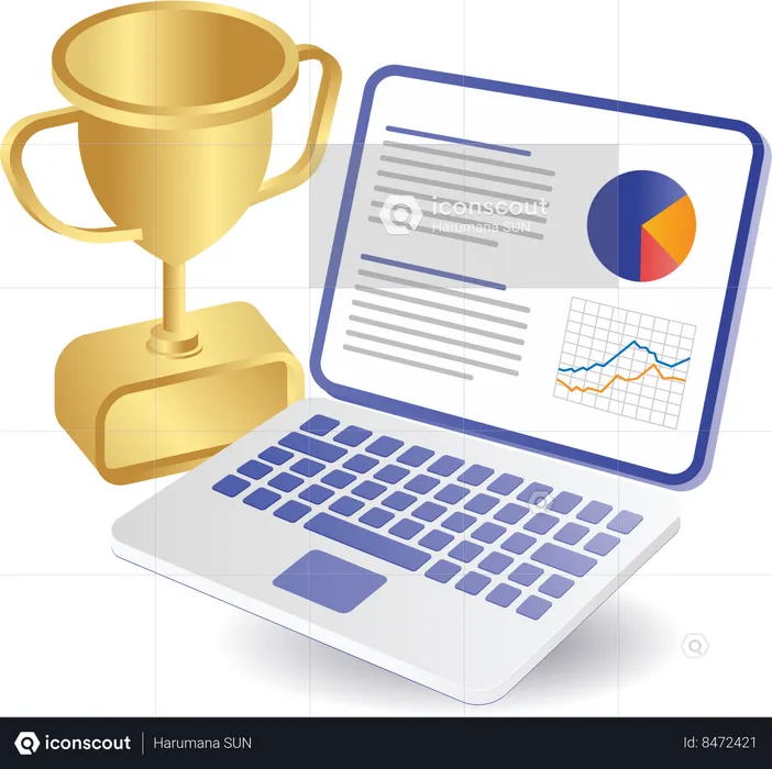 Trophy online education analysis  Illustration