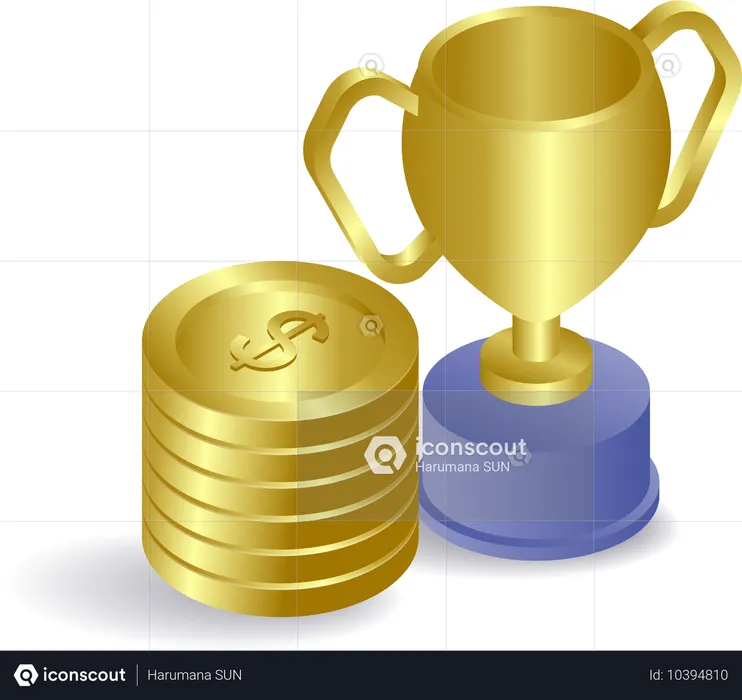 Trophy with money for the winner of the competition  Illustration