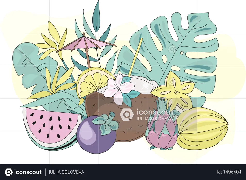 TROPIC FRUITS Summer Cruise Travel  Illustration