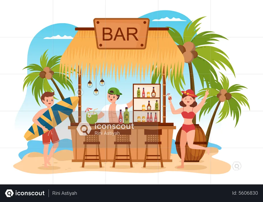 Tropical Cocktail Bar  Illustration