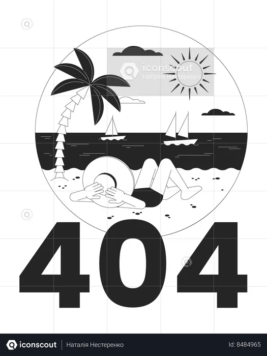 Tropical vacation error 404  Illustration