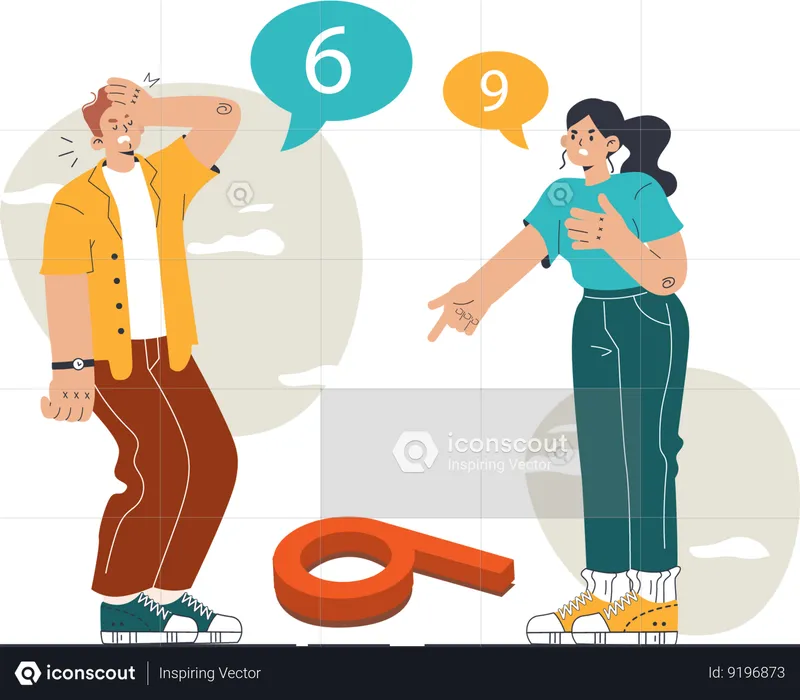 Troubled communication between girl and boy  Illustration