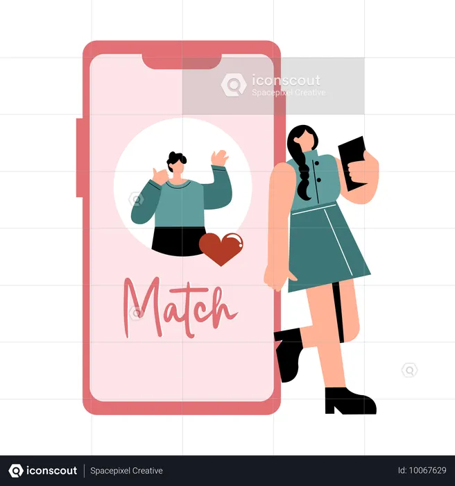 Trouver l'amour numérique sur mobile  Illustration