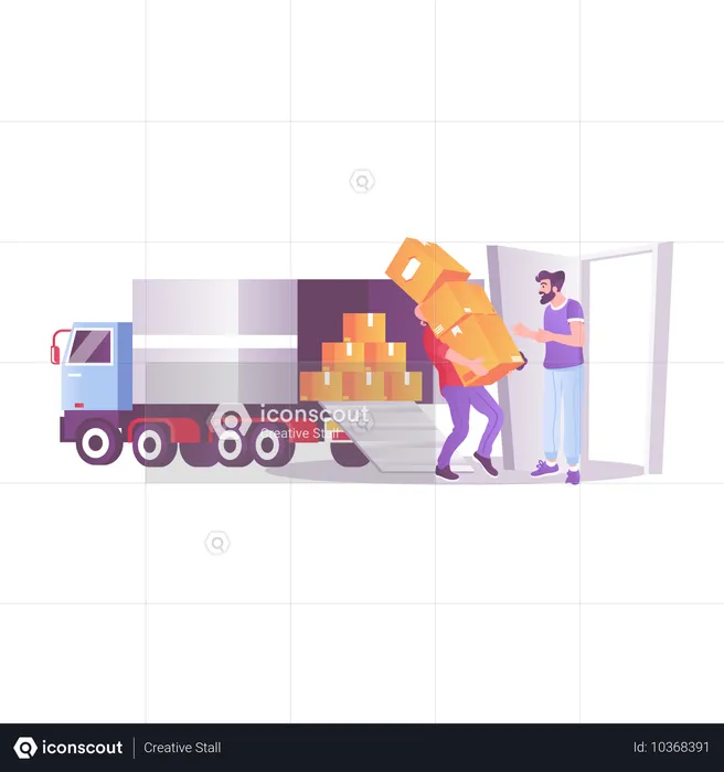 Truck Unloading  Illustration