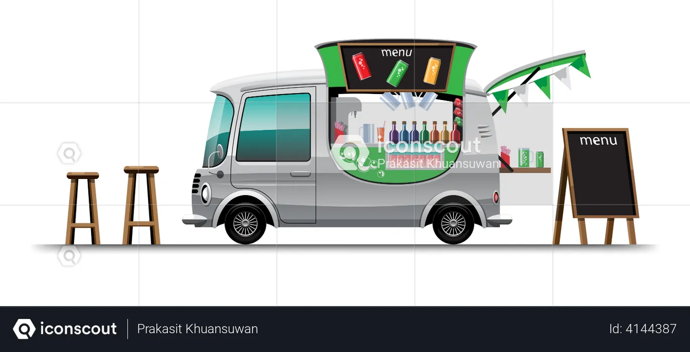 Truck with drinks  Illustration