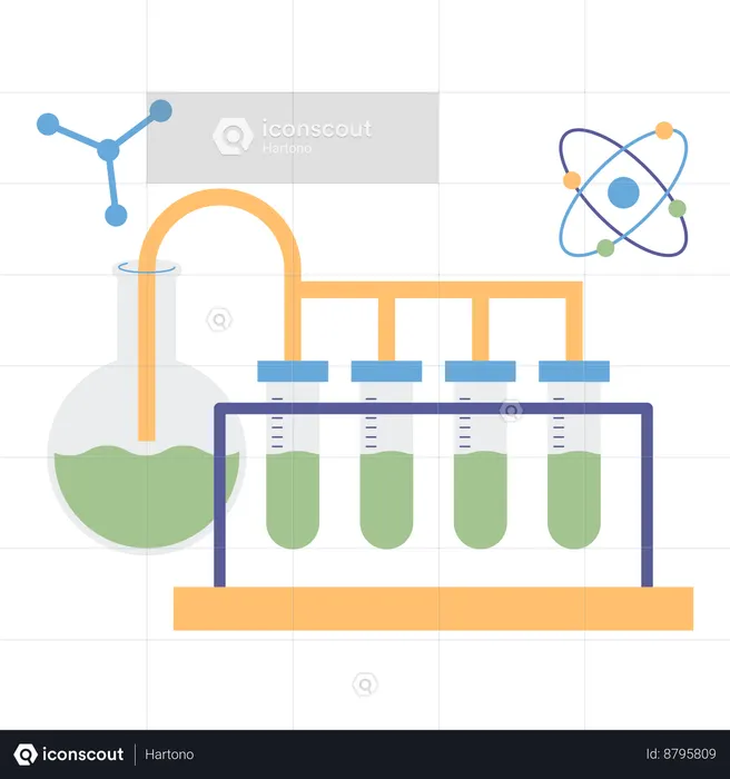 Tubos de ensaio de frasco de laboratório científico  Ilustração