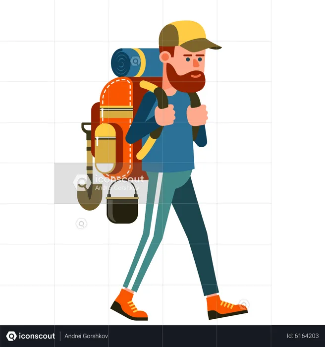 Turista con mochila  Ilustración