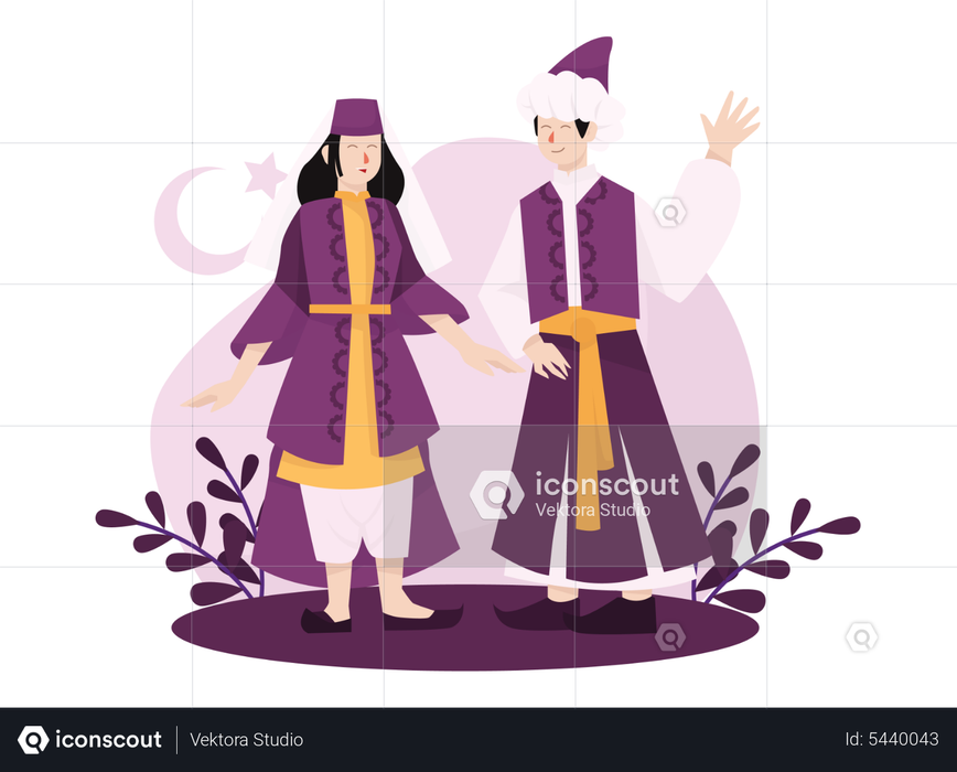 Best Premium Turkish couple in traditional clothes Illustration ...