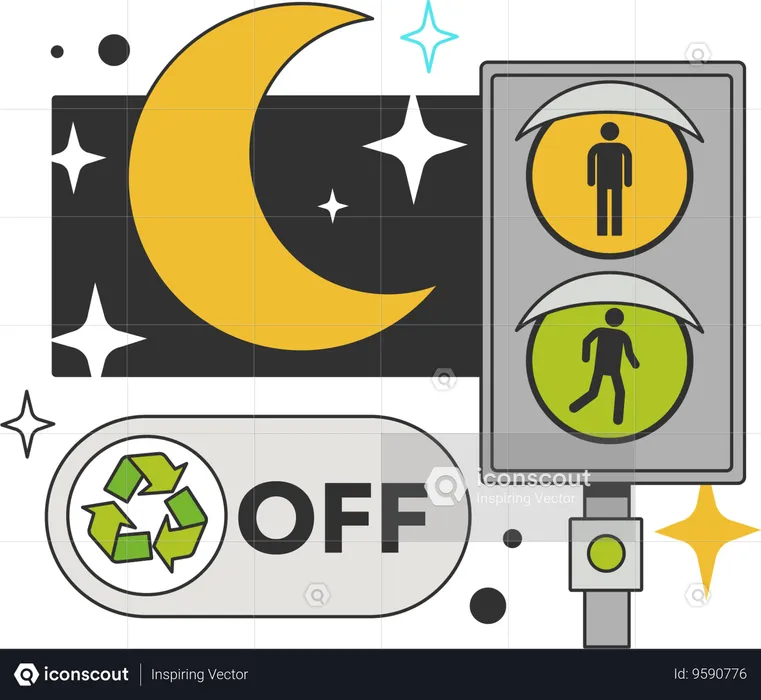 Turn off light for crossing road  Illustration