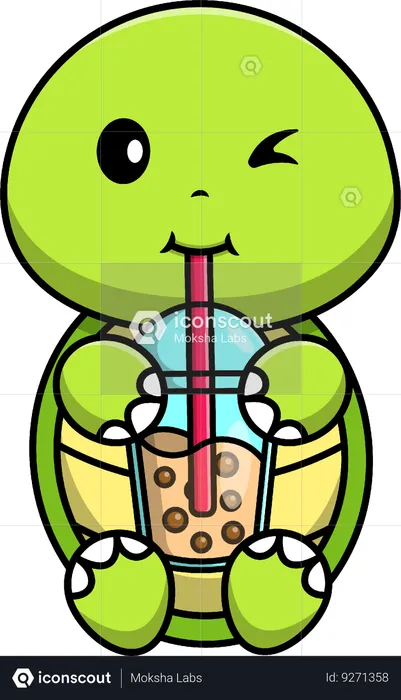 Turtle Drink Boba Milk Tea  Illustration