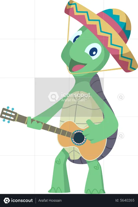 Turtle playing guitar  Illustration