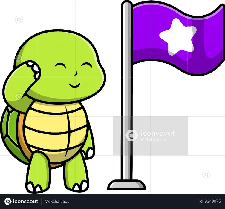 Turtle Respect Sea Star Flag  Illustration