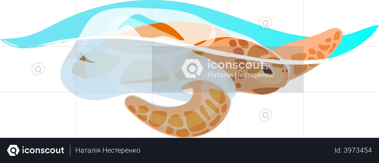 Turtle trapped in plastic garbage  Illustration
