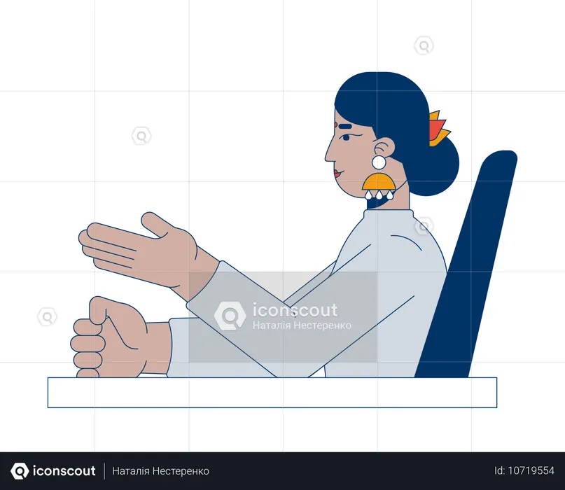 Turtleneck hindu business woman gesturing at desk  Illustration