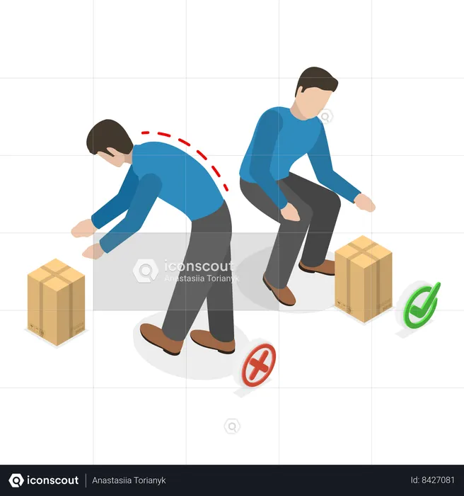 Tutorial sobre maneira segura de levantar mercadorias pesadas  Ilustração