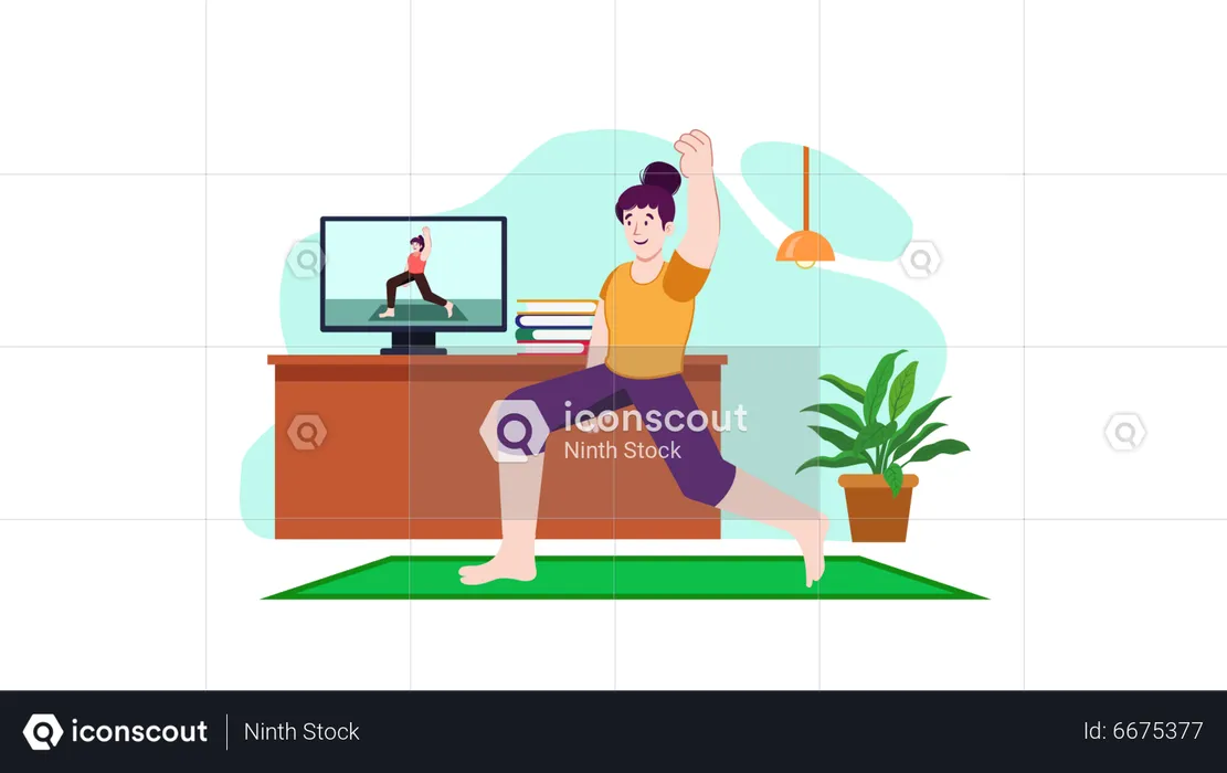 Tutoriel de yoga en ligne  Illustration