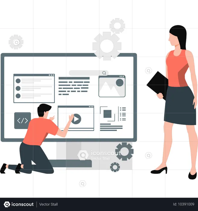 Un garçon explique un tutoriel vidéo  Illustration