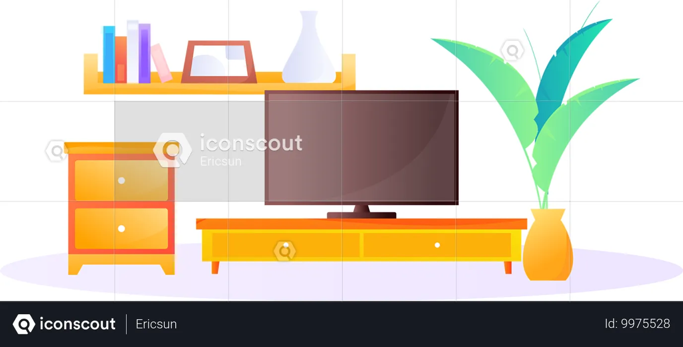 Tv table in living room  Illustration