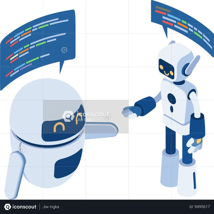 Two Ai Robot Talking  Illustration