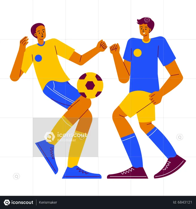 Two boys playing football in Football competition  Illustration
